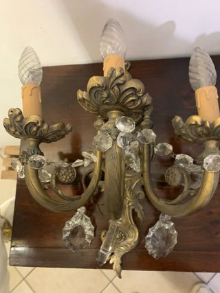 Coppia Applique Bronzo Cristallo Vintage
