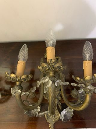 Coppia Applique Bronzo Cristallo Vintage