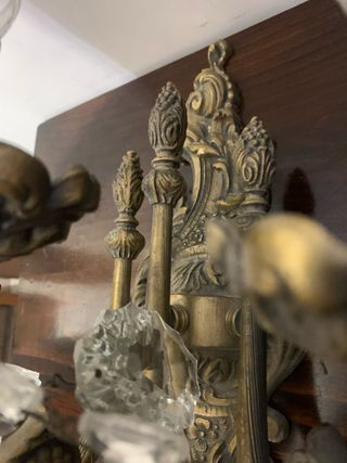 Coppia Applique Bronzo Cristallo Vintage