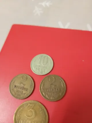 Lote 4 monedas rusas 10, 3, 2, 2 kopeks