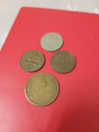 Lote 4 monedas rusas 10, 3, 2, 2 kopeks