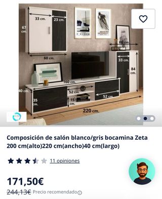 Mueble salón blanco/gris oscuro