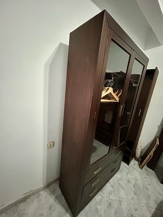 Armario cristal 3 cajones madera