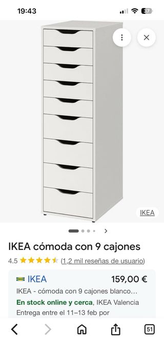 Cajonera Ikea Alex Blanca 9 Cajones