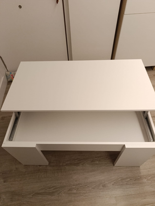 Mesa centro elevable blanca madera