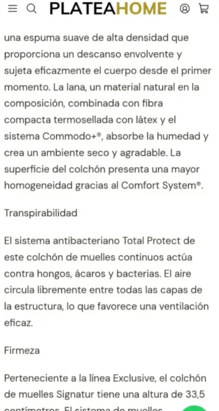 200x200 Signatur Colchon Flex MOLAFLEX 2x2 MUELLES