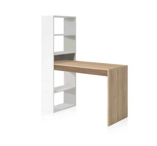 Escritorio de madera y blanco