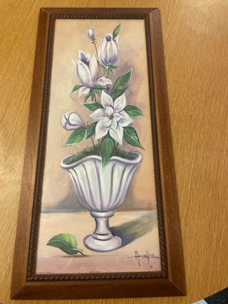 Cuadro de flores blancas y verdes