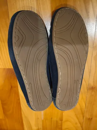 Mocasines Zara ante azul marino con plantilla piel