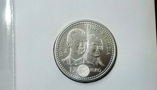 Moneda de 12€, Felipe y Letizia. Plata en cartera.