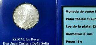 Moneda de 12€, Felipe y Letizia. Plata en cartera.