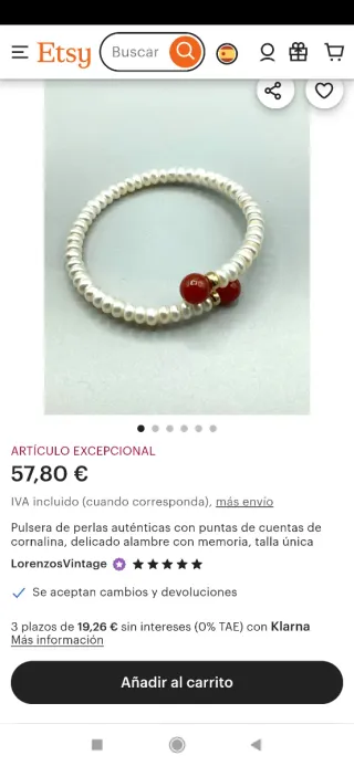 Pulsera perlas genuinas y coralina
