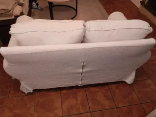 Sofá de 2 plazas beige/blanco