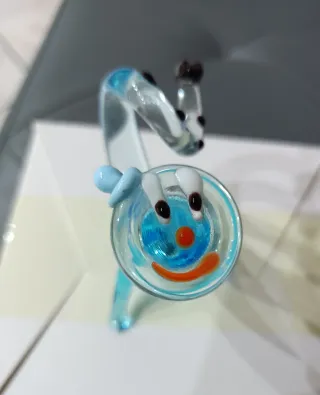 Statuina Gatto Clown stilizzato in vetro di Murano