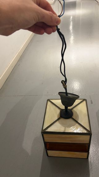 2 Lámparas Tiffany Vidrio Beige/Marrón