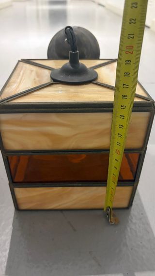 2 Lámparas Tiffany Vidrio Beige/Marrón