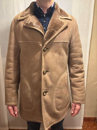 Abrigo doble faz piel vuelta beige/marrón