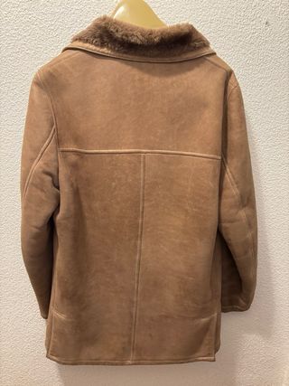 Abrigo doble faz piel vuelta beige/marrón