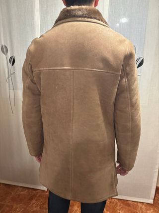 Abrigo doble faz piel vuelta beige/marrón