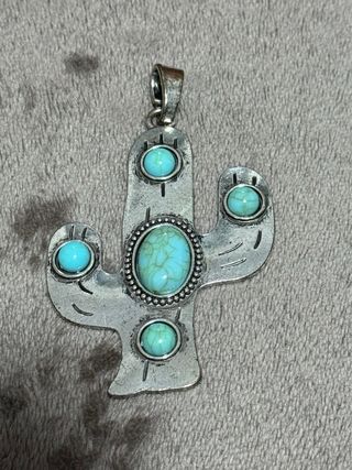 Colgante Cactus Plata Turquesa