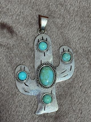 Colgante Cactus Plata Turquesa