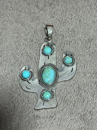 Colgante Cactus Plata Turquesa