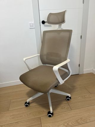 Silla de oficina Sklum beige y blanca