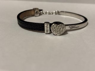 Bracciale Guess donna cuore strass nero argento