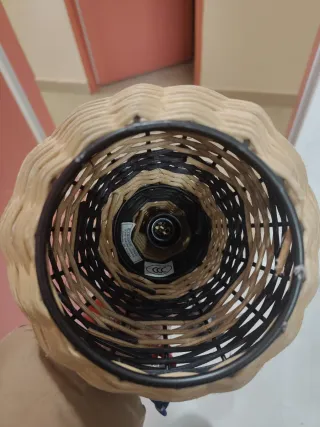 Lámpara colgante mimbre y metal