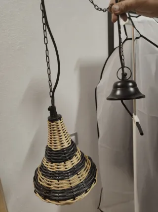 Lámpara colgante mimbre y metal
