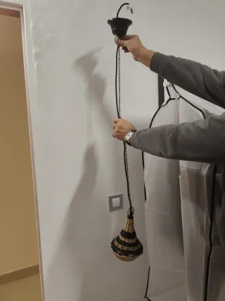 Lámpara colgante mimbre y metal