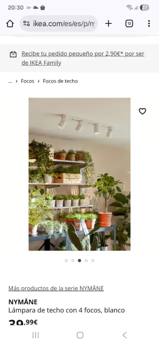 Lámpara Techo 4 Focos Regulables