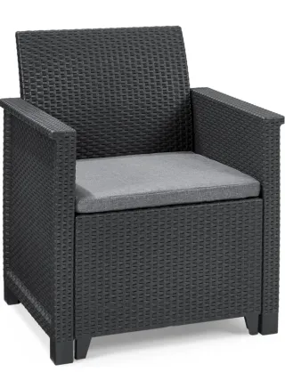 Conjunto jardín resina negro 4 piezas