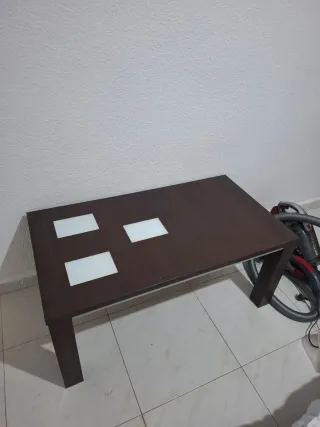 Mesa de centro madera y cristal. medidas 101x55x45
