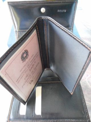 Portafogli Holding in pelle nero