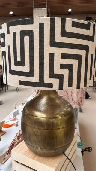 Pantalla lámpara tela motivos geométricos