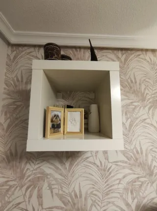 Mueble salón Ikea blanco.