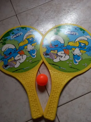 Racchettoni PUFFI gialli con pallina nuovi