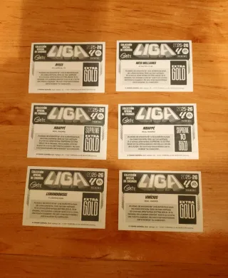 6 Cromos Panini Liga Extra Gold