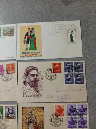 Lote 12 sobres primer día años 60 filatelia