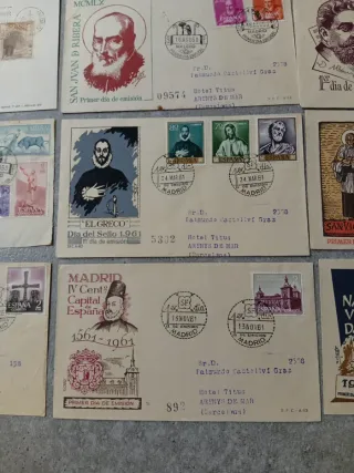 Lote 12 sobres primer día años 60 filatelia