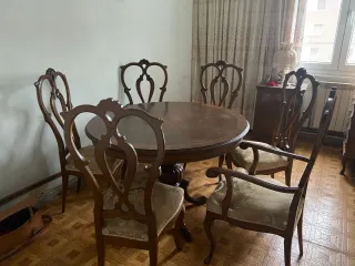 Elegante comedor extensible mesa y 6 sillas