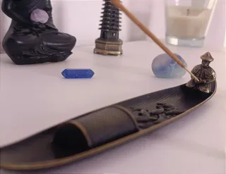 Quemador incienso barca metal vintage