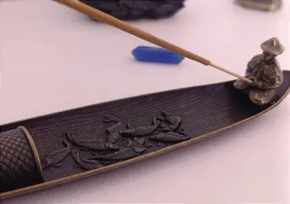 Quemador incienso barca metal vintage