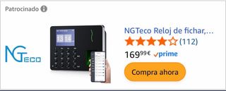 NGTeco Reloj Control Horario Empleados