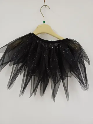 Gonna bambina tulle nera glitterata