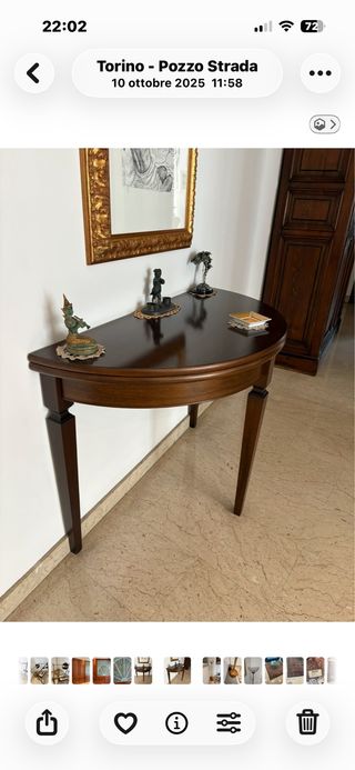 Tavolino demi lune in legno