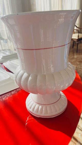 Jarrón Decorativo Coquette Rosa y Blanco