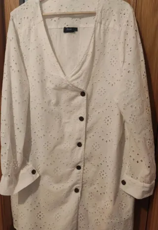 Vestido Túnica Brocado Blanco oversize