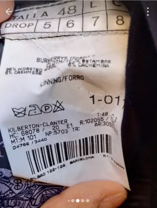 Traje Burberrys Antracita Talla 50